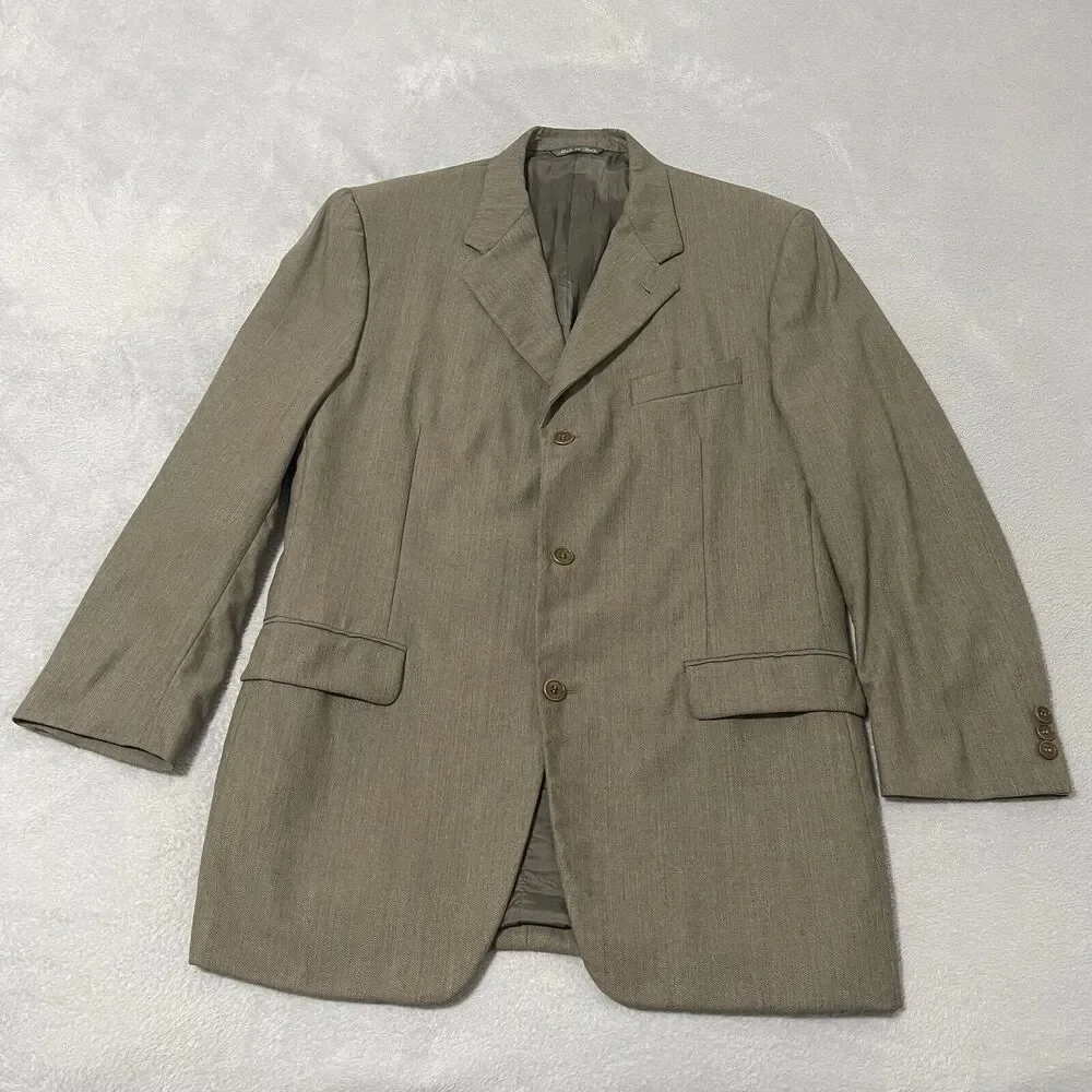 Canali Proposta Blazer Sport Coat MensTaupe 50R 100% Wool 3 Button Made in Italy